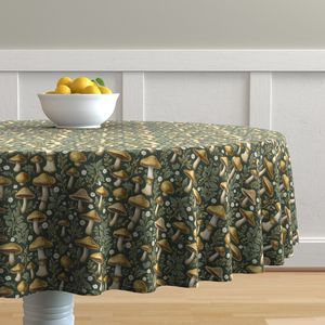 Seamless Pattern - Golden Mushrooms on Dark Green product image (7)