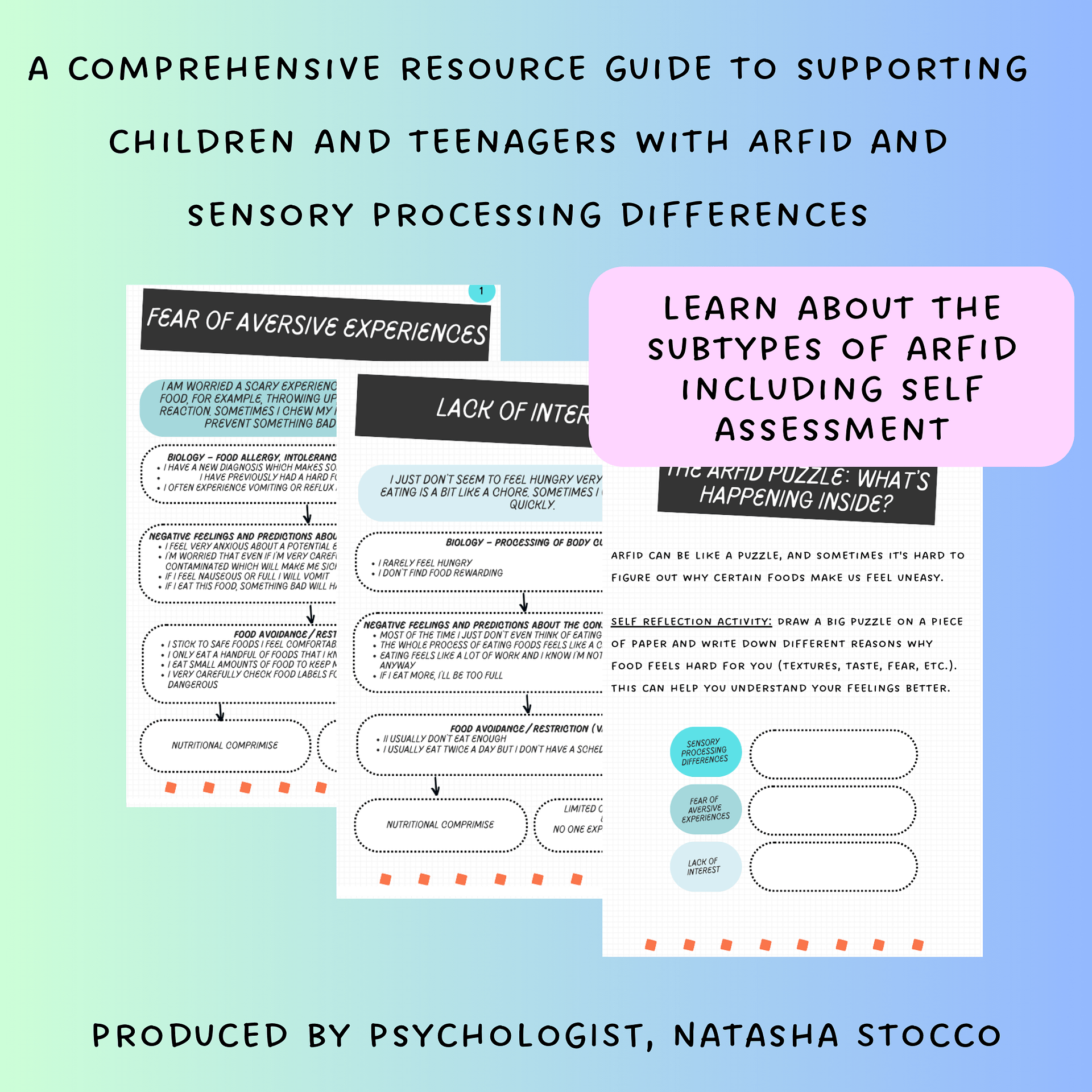 ARFID workbook, CBT ARFID worksheets, avoidant-restrictive food intake disorder, food chaining, arfid, autism, sensory processing, ndis product image (3)