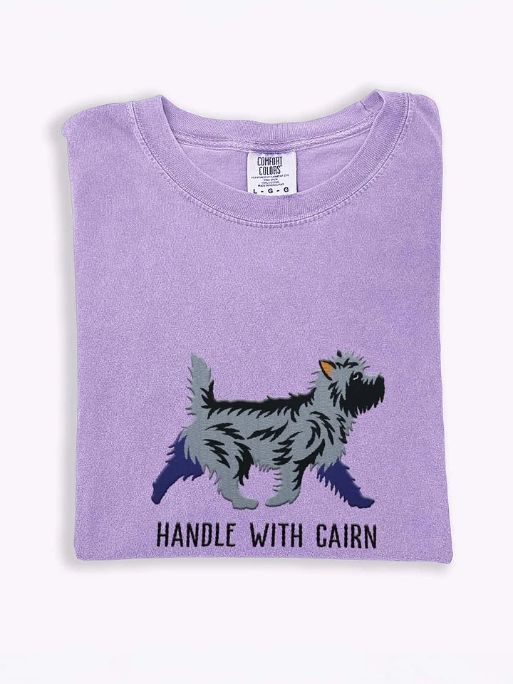 Handle with Cairn T-Shirt(Embroidered) of a Cairn Terrier(Blue Brindle) product image (1)