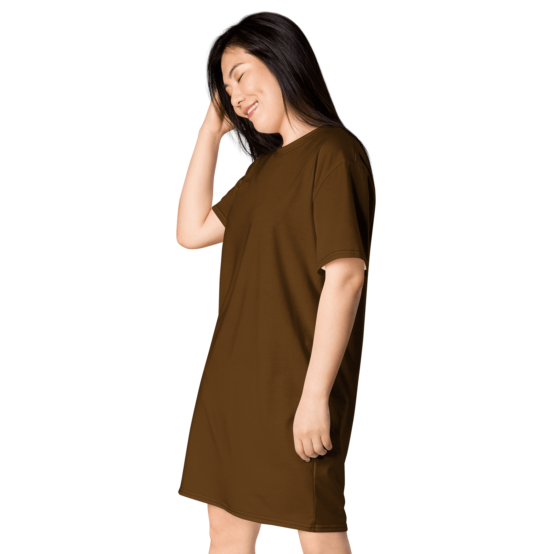 Brown Oversized T-Shirt Dress | Stretchy Fabric | Casual or Formal Style | Sizes 2XS-6XL | Exclusive Design product image (3)