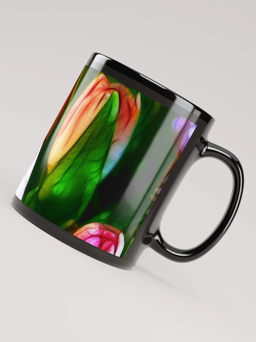 Abstract Pink Tulips Black Coffee Mug product image (7)