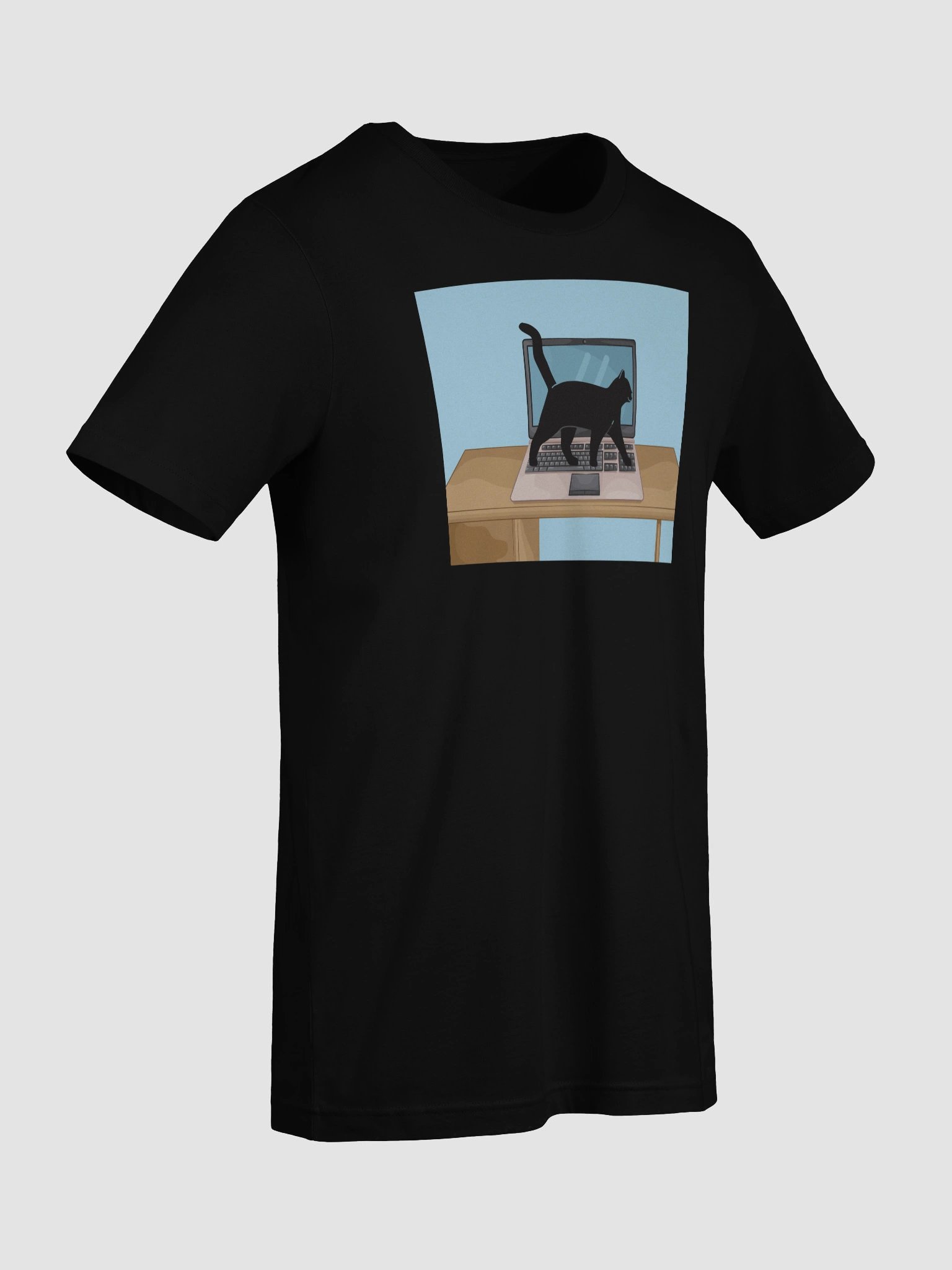 Black Cat Walking on Laptop - T-Shirt product image (9)