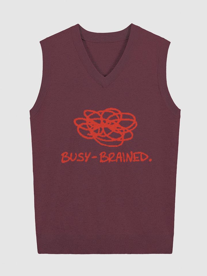 BUSY-BRAINED (lg. design, maroon and red) knitwear vest product image (1)