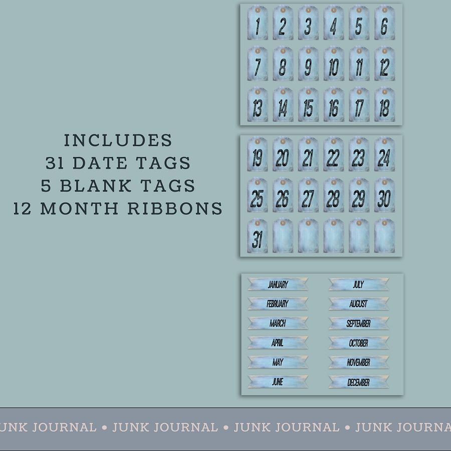 Bluebell - Printable Tags Months & Dates product image (2)