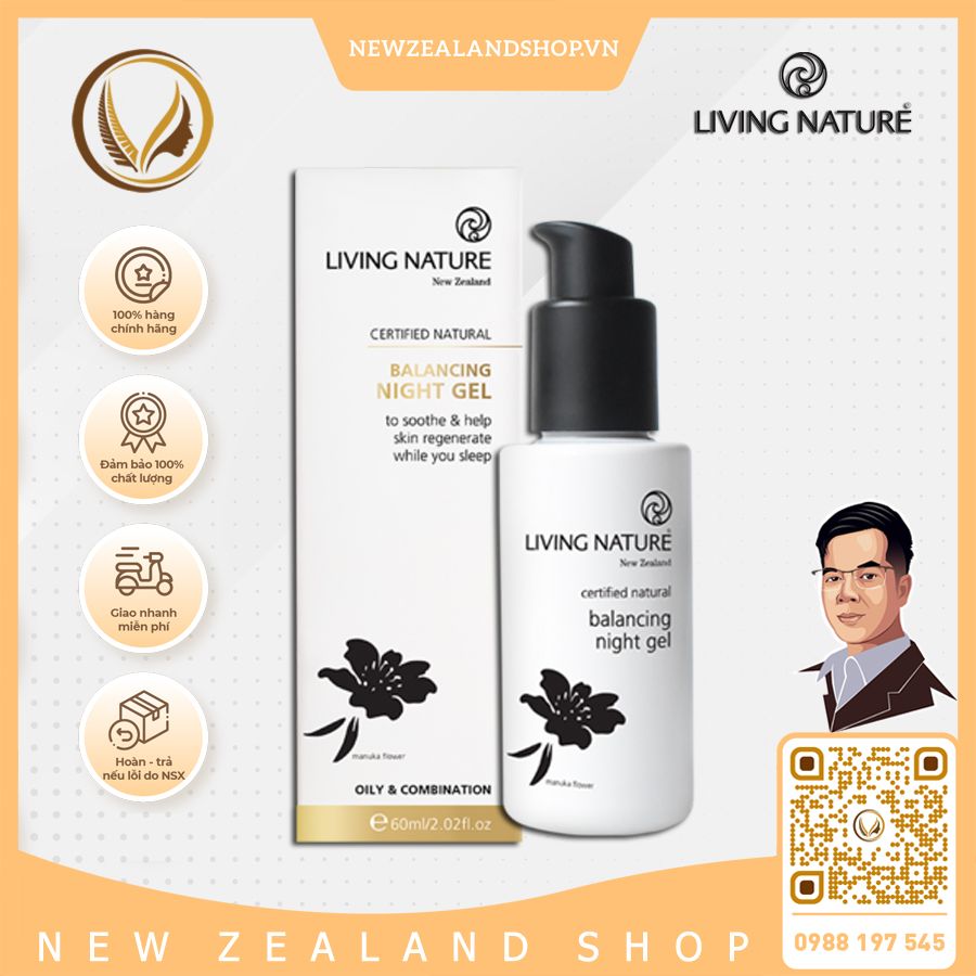 Gel dưỡng da ban đêm cho da mụn, dầu Living Nature Balancing Night Gel 60ml product image (1)