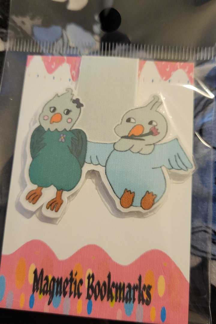 Cute Cartoon Lovebirds Magnetic Laminated Bookmark for Bird Lovers product image (1)