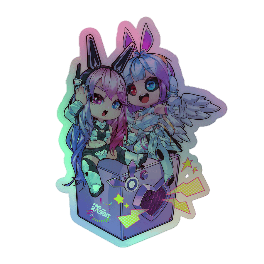 Holographic Kiss-cut Chibi Find the Rabbit x VTuber sticker. product image (1)