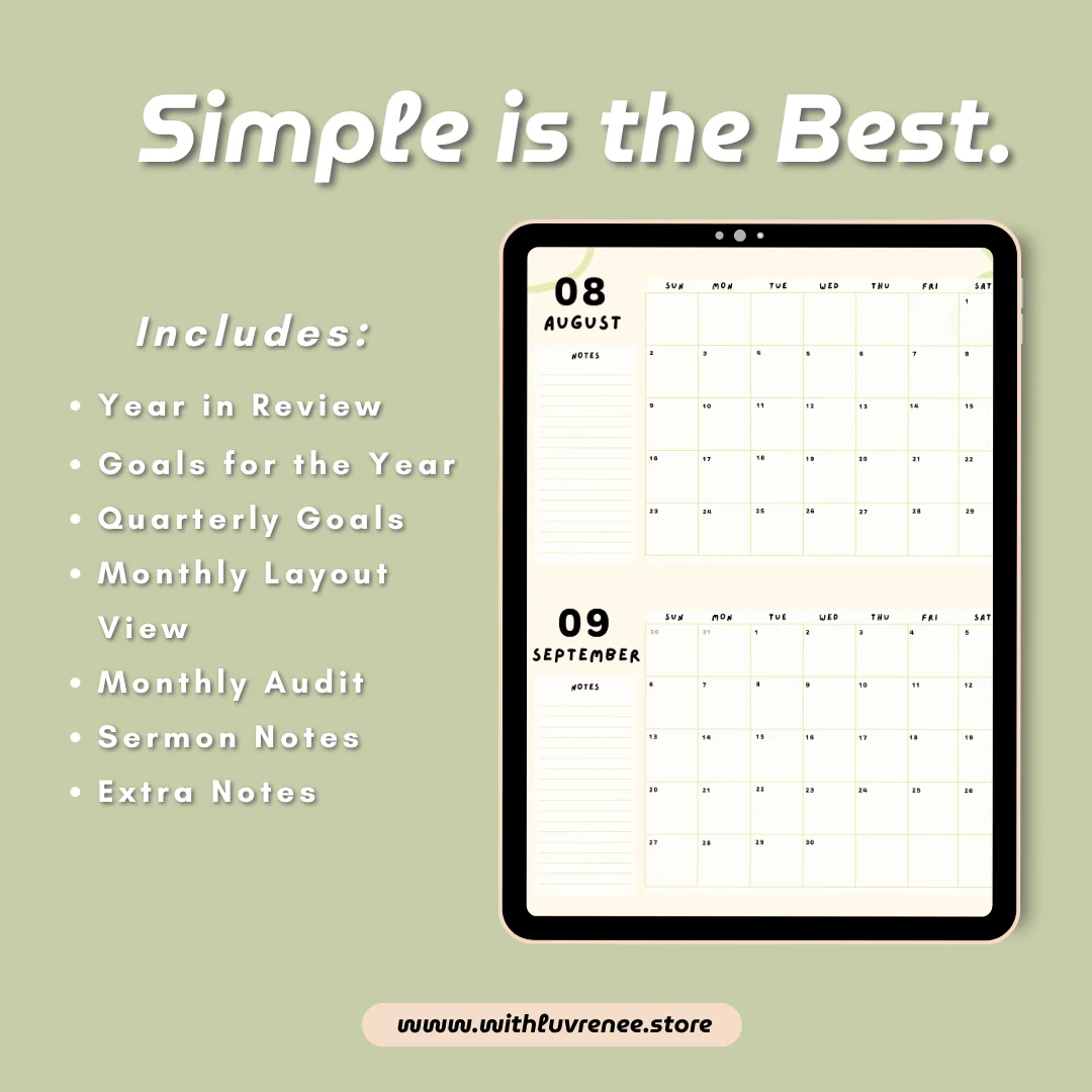 2026 Minimalist Digital Planner: Portrait, Goodnotes, Notability product image (2)