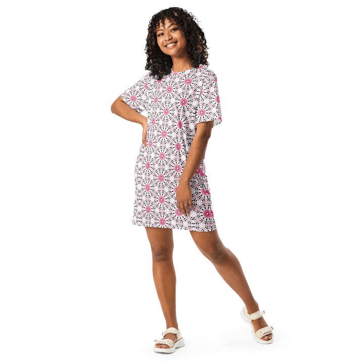 Pink Print Summer Dress, T-Shirt Dress product image (1)