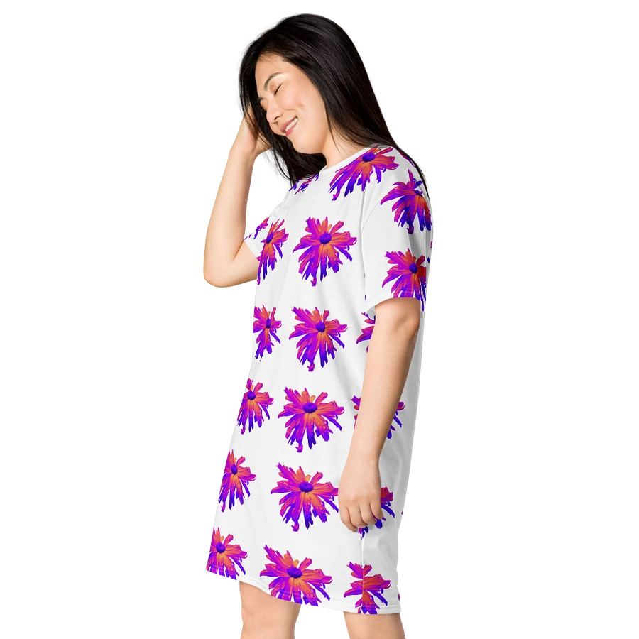 Abstract Pink Floating Daisy Flower Ladies T Shirt Dress product image (7)