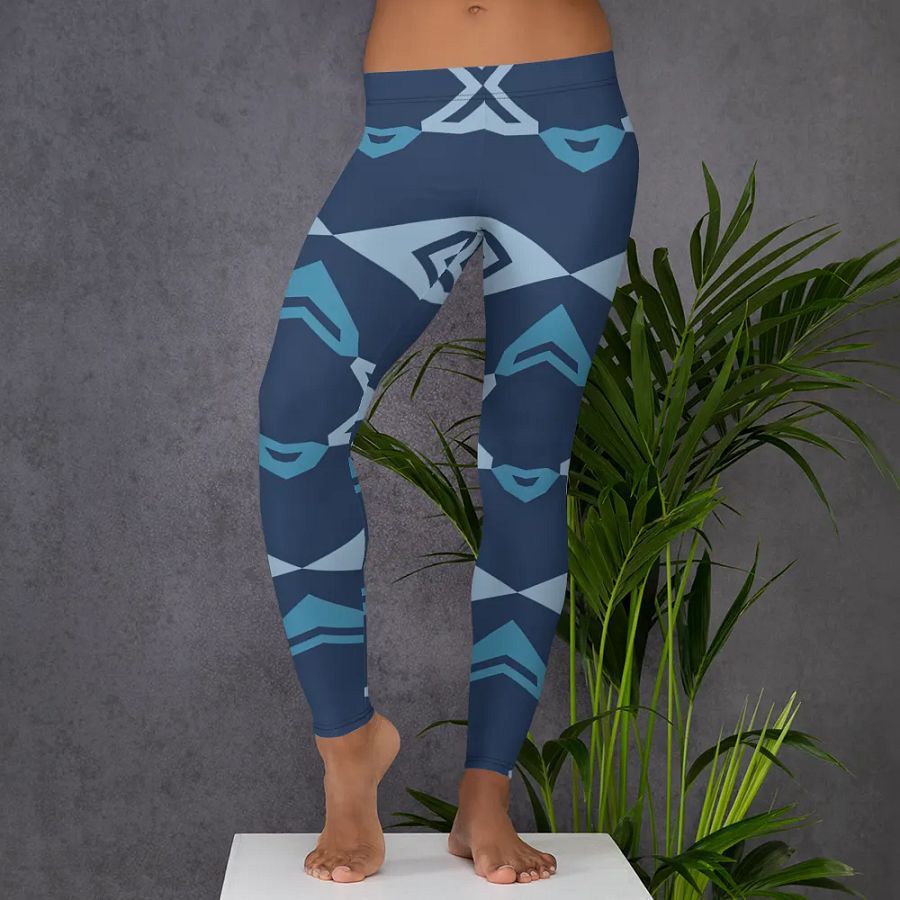 Symmetric Blue Geometric Allure Leggings product image (5)
