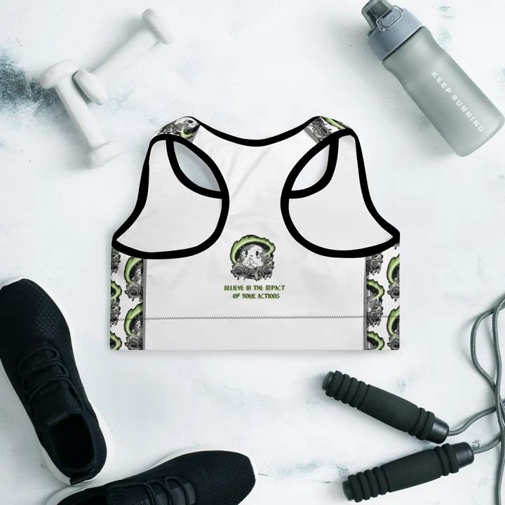 Save Me: A Plea from Planet Earth All-Over Print Padded White Sports Bra 🌍 product image (2)