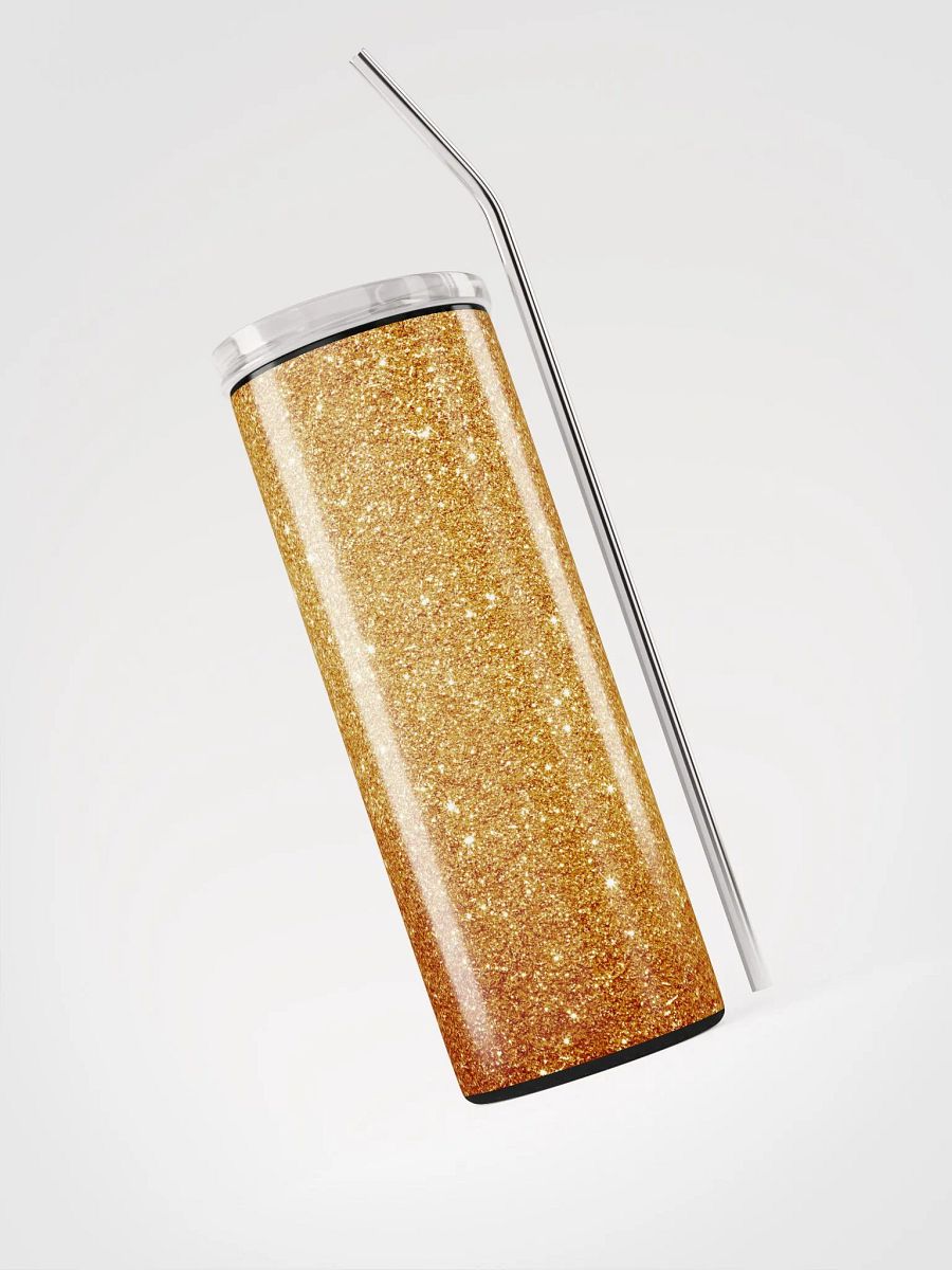 Shimmering Gold Glitter Stainless Steel Tumbler | Eco-Friendly 20oz with Reusable Straw product image (3)