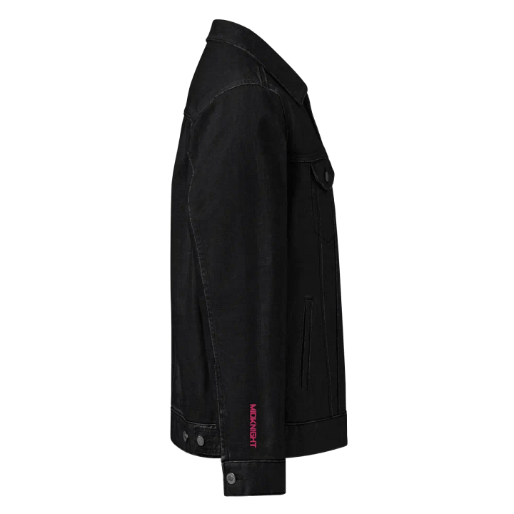 MidKnight Denim Jacket (Pink Sleeve Embroidery) product image (1)