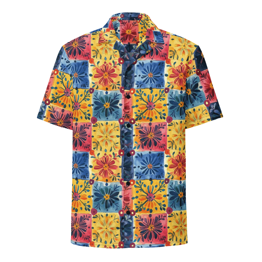 Papel Picado Floral Pattern-Seamless Patchwork Hawaiian Shirt product image (1)