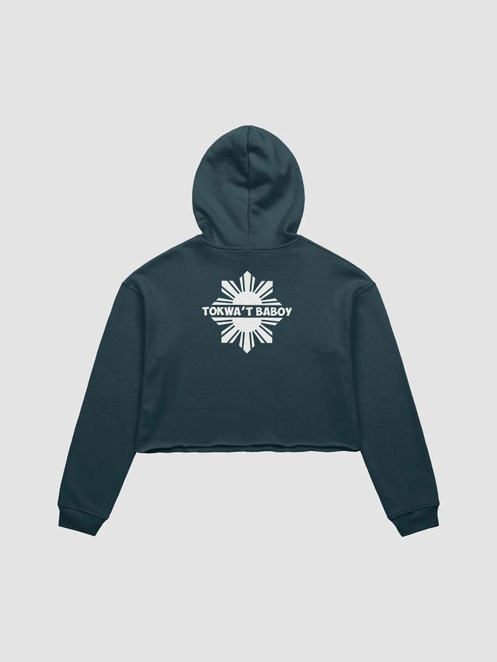 Tokwa't Baboy Obsession: Fleece Crop Hoodie, Dark Tones, White Logo product image (8)