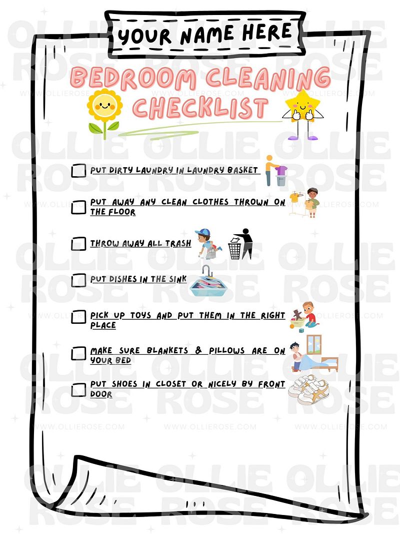 Bedroom Cleaning Checklist Template