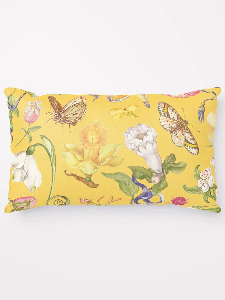 Exotic Blooming Floral Butterfly Yellow Pillow product image (1)