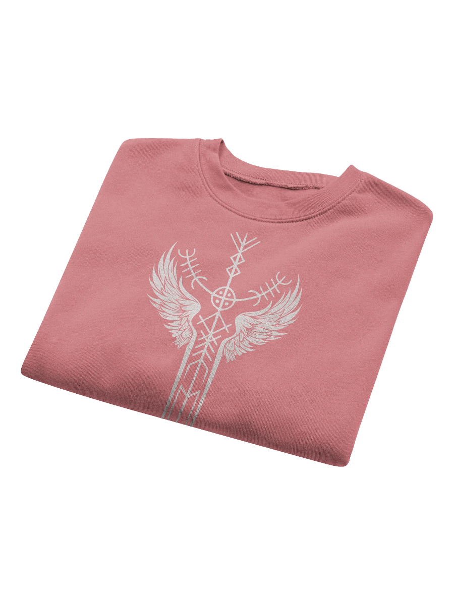 The Valkyrie Stave Women's Fleece Crop Sweatshirt (white print) product image (3)