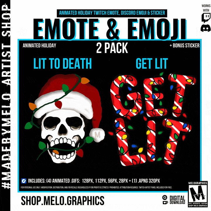 Holiday - Twitch/Discord Animated Emotes, Emojis, Sticker 2pk | #MadeByMELO product image (2)