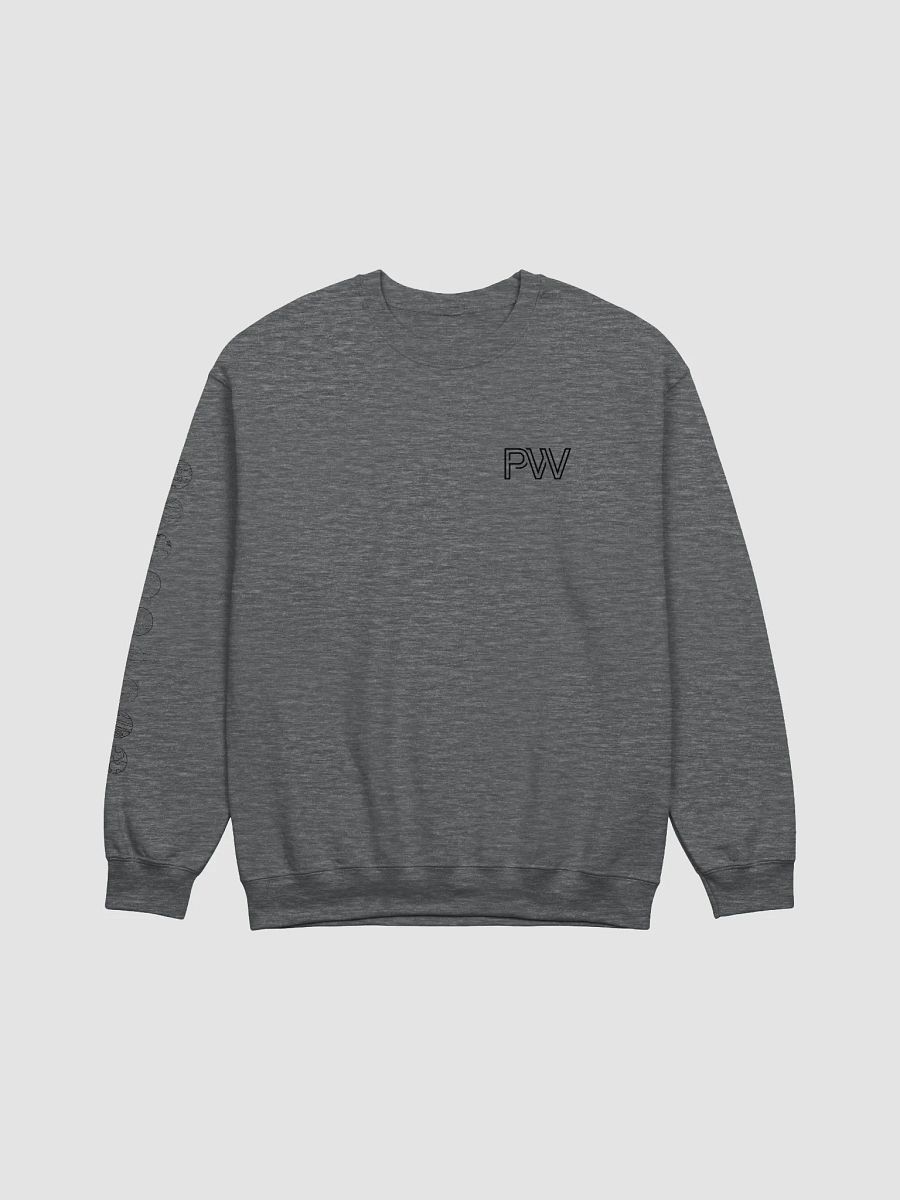 PW and vertical planets on sleeve - black decals - unisex crewneck sweater product image (3)