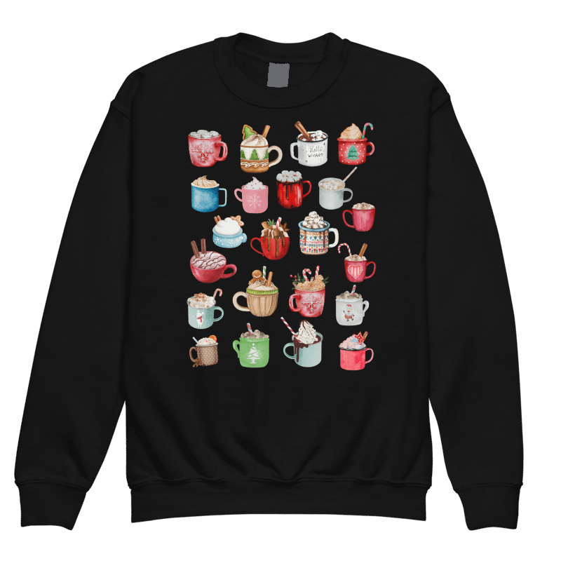 Hot Cocoa Collage Winter Youth Crewneck Sweatshirt product image (4)