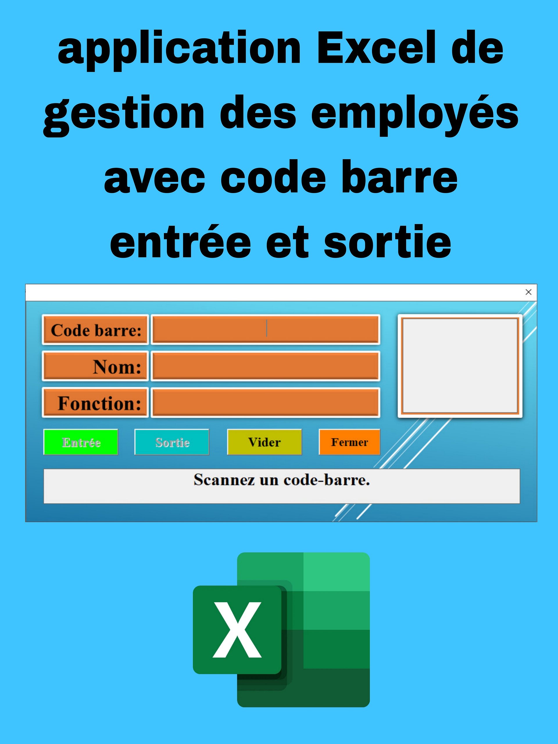 Application Excel de Gestion des Employés avec Code-Barres (Entrées & Sorties) product image (3)