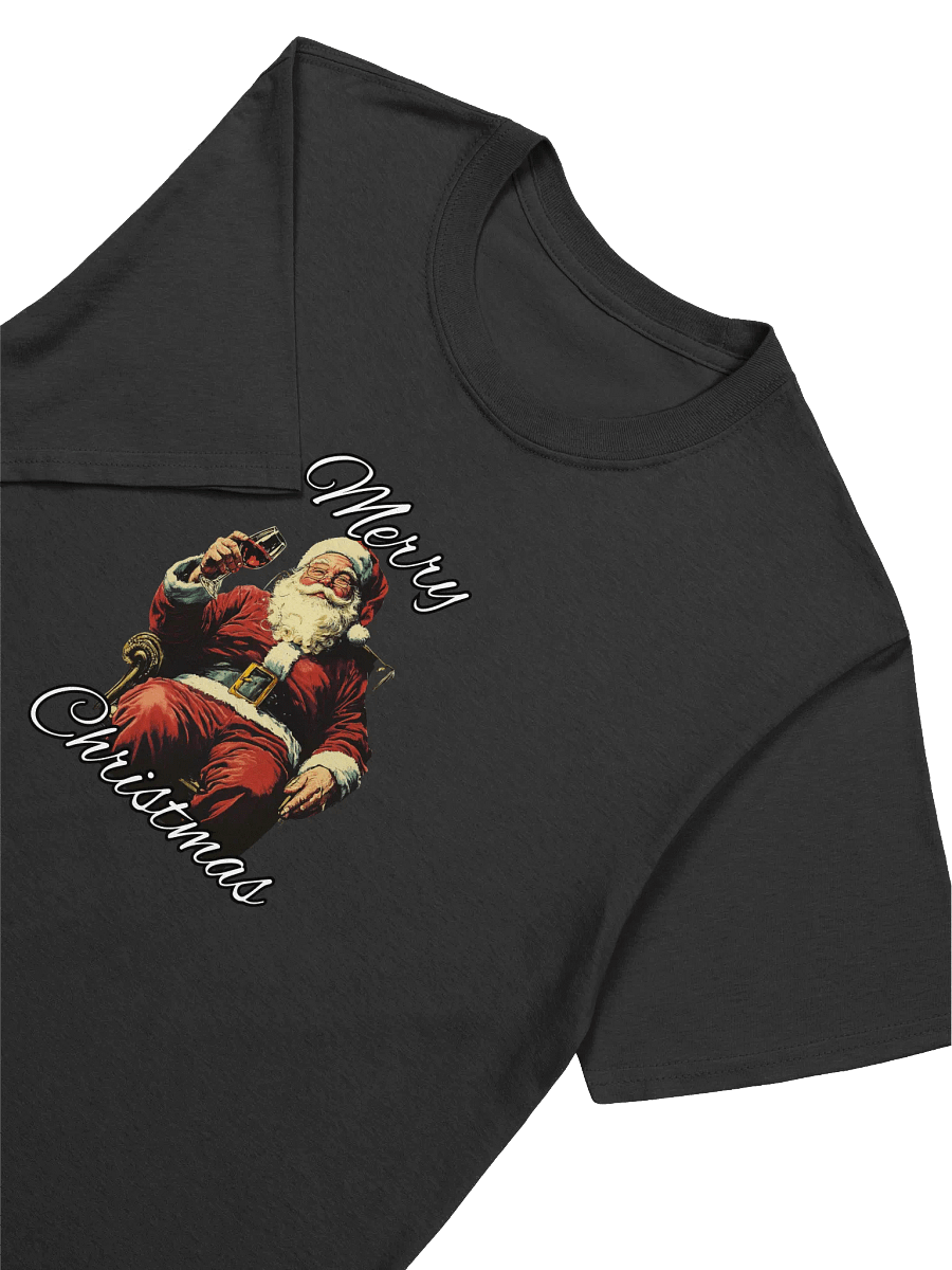 Vintage Santa Drinking a Glass of Wine Unisex Christmas T-Shirt product image (19)