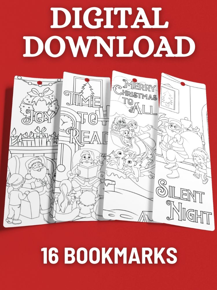 Printable Santa Claus Christmas Coloring Bookmarks for Children - 2