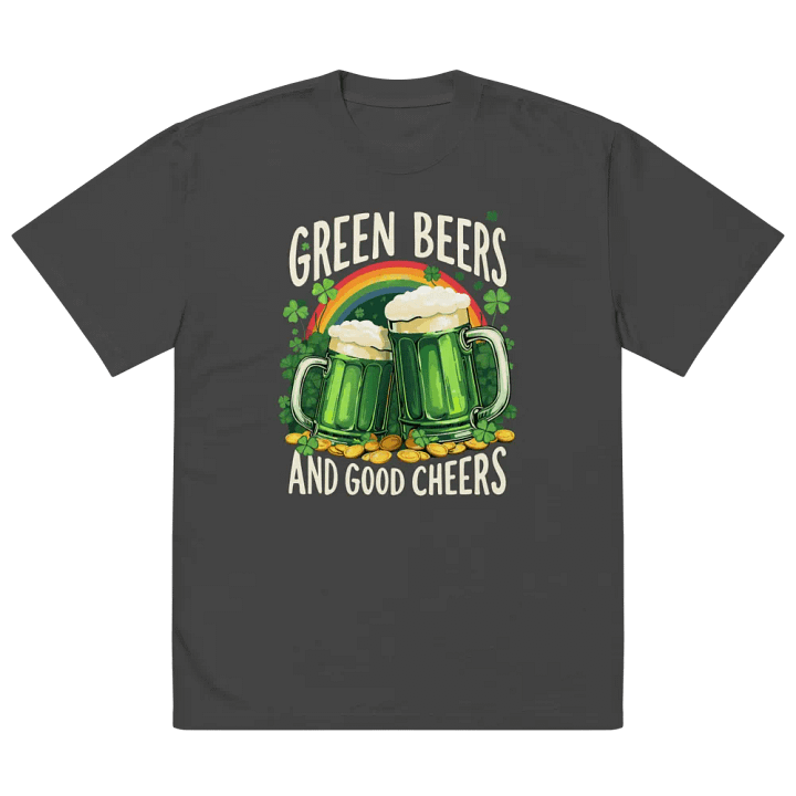 Green Beers and Good Cheers St. Patrick’s Day T-Shirt – Fun Irish Celebration Oversized Faded T-Shirt product image (3)
