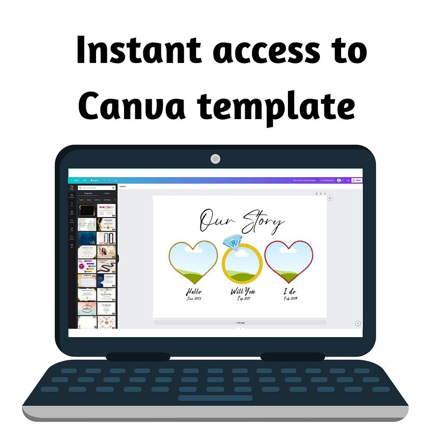 Our Story, Hello will you i do, anniversary wedding gift idea, Canva Template product image (3)