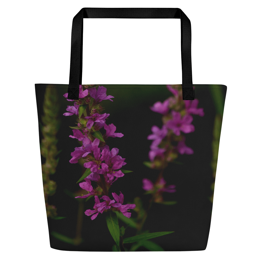 Große Tragetasche - Lila Blüten mit dunklem Hintergrund product image (4)