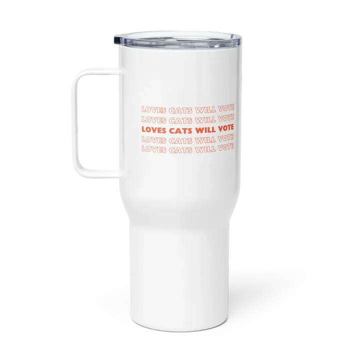 Loves Cats Will Vote Travel Mug With Handle product image (1)