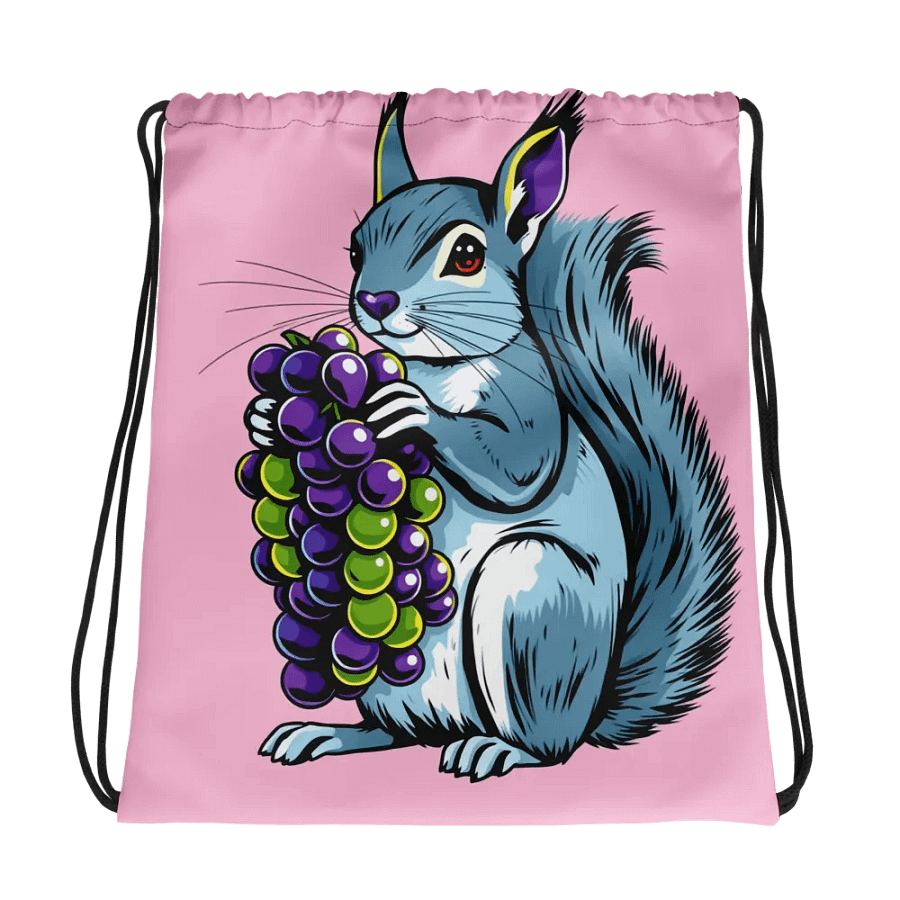 Whimsical Squirrel Grapes Drawstring Bag product image (1)