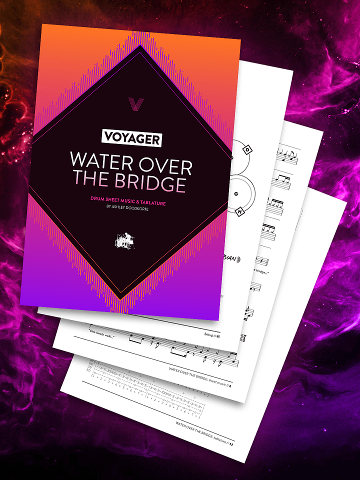 Voyager – WATER OVER THE BRIDGE Drum Transcription product image (1)