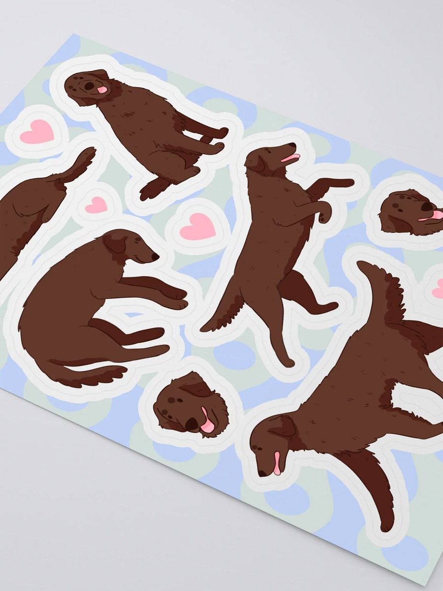 Whimsical Chocolate Flat Coated Retriever Dog Delight Sticker Sheet product image (3)