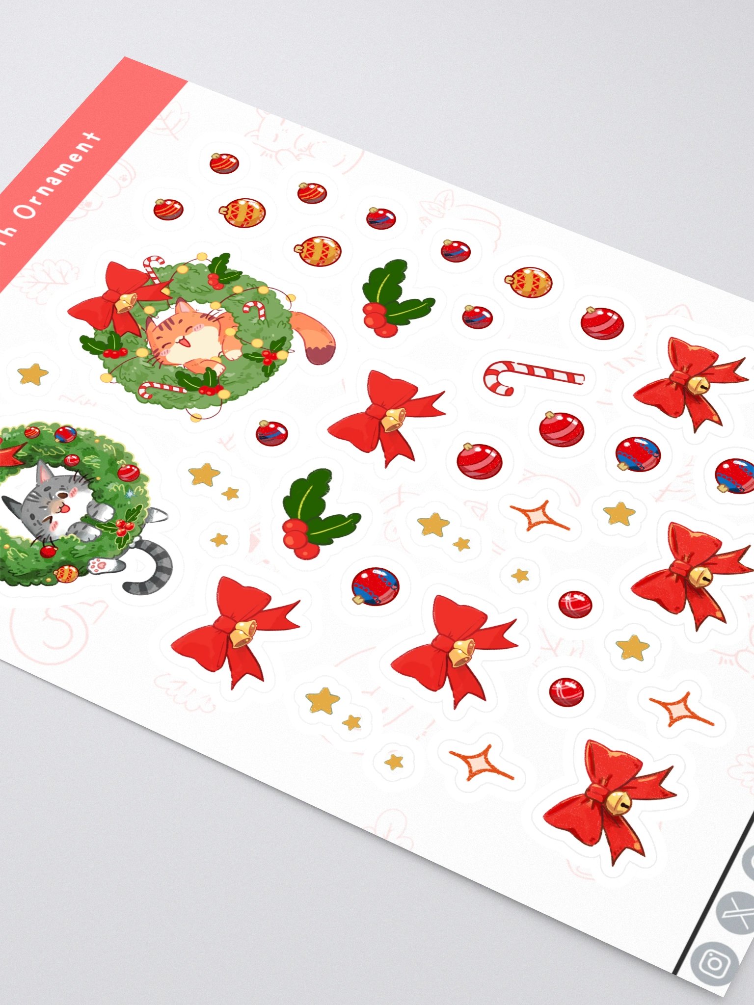 Cat Christmas Wreath Decorations – Cozy Holiday sticker product image (2)