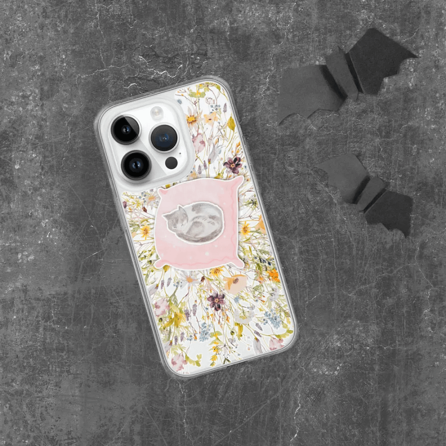 Sleeping Cat Floral iPhone Clear Case product image (291)