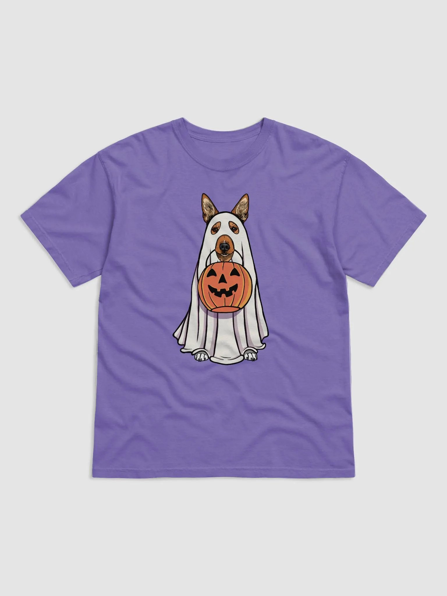 Funny Halloween Basenji T-Shirt | Funny Basenji Wearing a Ghost Costume and Holding a Pumpkin Basket product image (27)