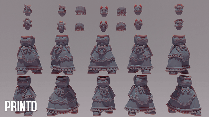 Cosmic Maids Soldiers Squad Builder Kit - Grimdark Future Maid Space Warriors Multipart Resin Model Building Kit Meme Models product image (2)