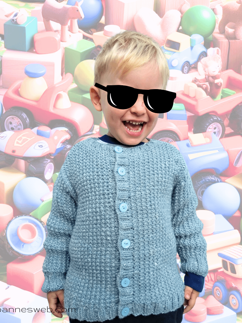 Child Cardigan Knitting Pattern - Kids 5-6 Years - Rice Stitch product image (2)