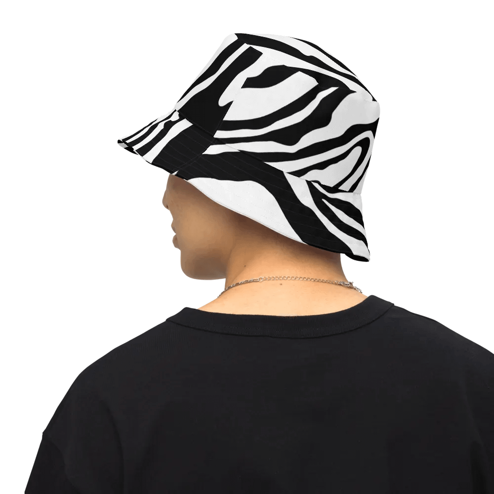 Flowing B/W Monochrome Reversible Bucket Hat product image (6)