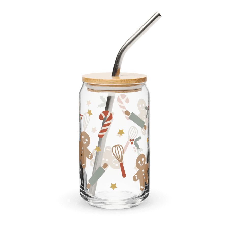 Gingerbread Man Baking Can-Shaped Glass (16oz) product image (3)