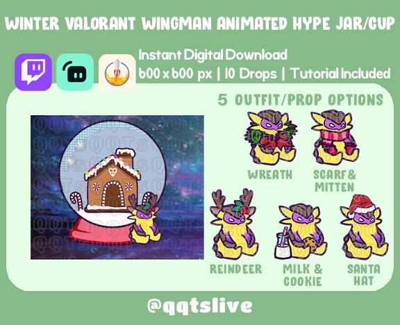 ANIMATED Winter LITTLE HELPER Twitch Hype Jar - Stream Tip Cup+Sub Badges/2 Layers - 5 Outfit/Prop Options - 10 Bit Options+Set Up Tutorial product image (1)