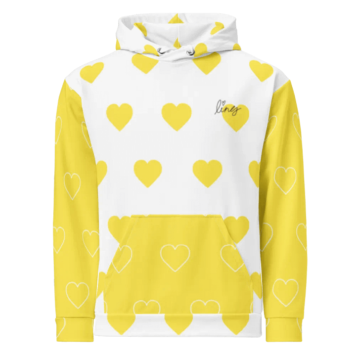 Lingling Kwong Heart Design Unisex Hoodie (White & Yellow) product image (1)