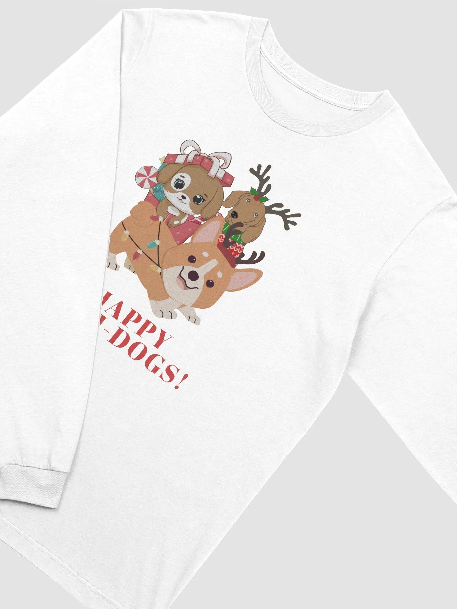 Happy Holi-Dogs & Holidays Cute Christmas Winter Vibes Dogs Long Sleeve Shirt product image (3)