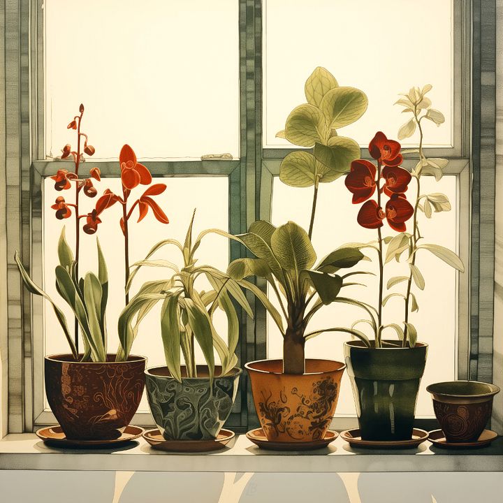 Art2401-12 Potted Plants Still Life - Digital Download product image (1)