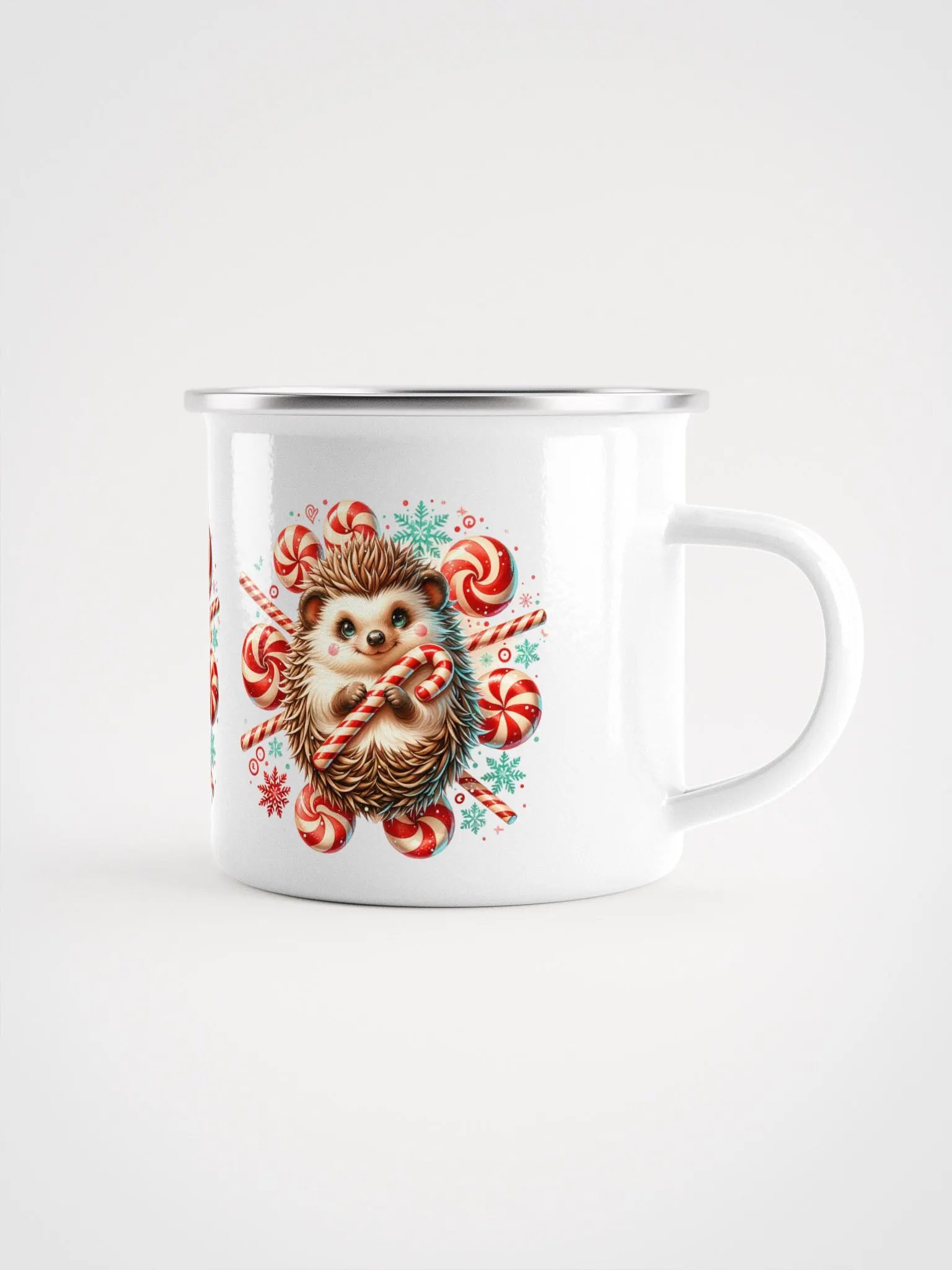 Enamel Mug - Cute Festive Hedgehog product image (4)