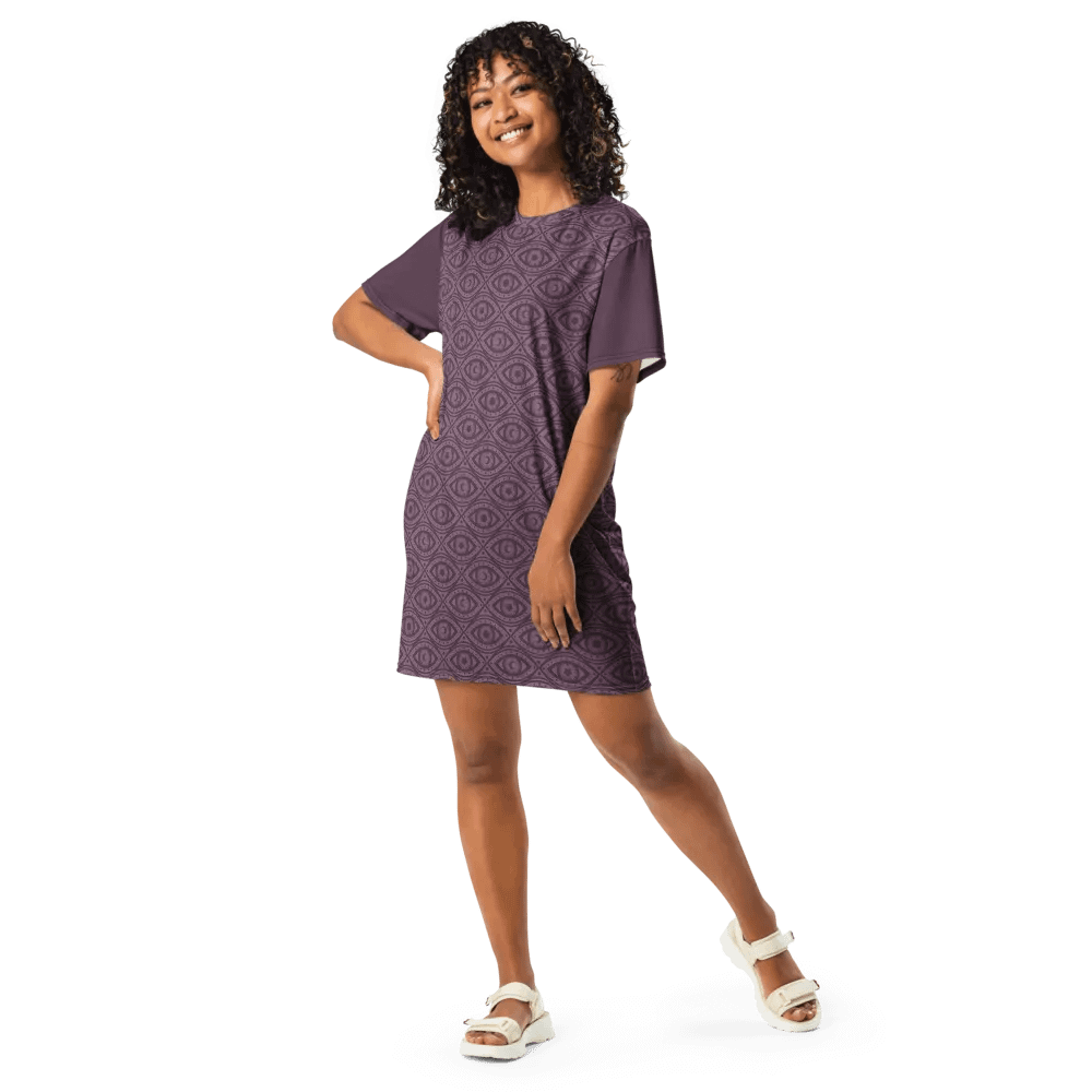 Boho Celestial Eyes Stars & Moons T-Shirt Dress product image (4)