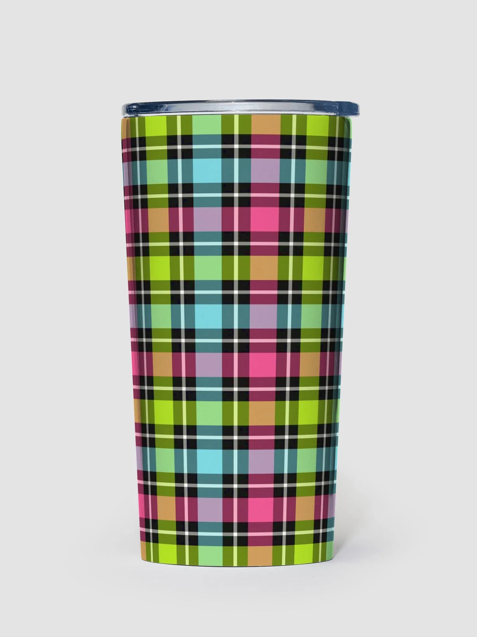 Neon Checkered Plaid Travel Tumbler product image (2)